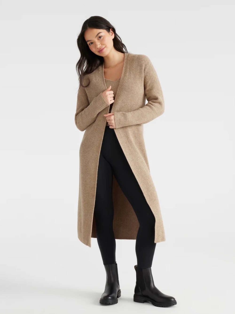 Knix Size M Rib-Knit Duster Cardigan - Oatmeal Limited Edition